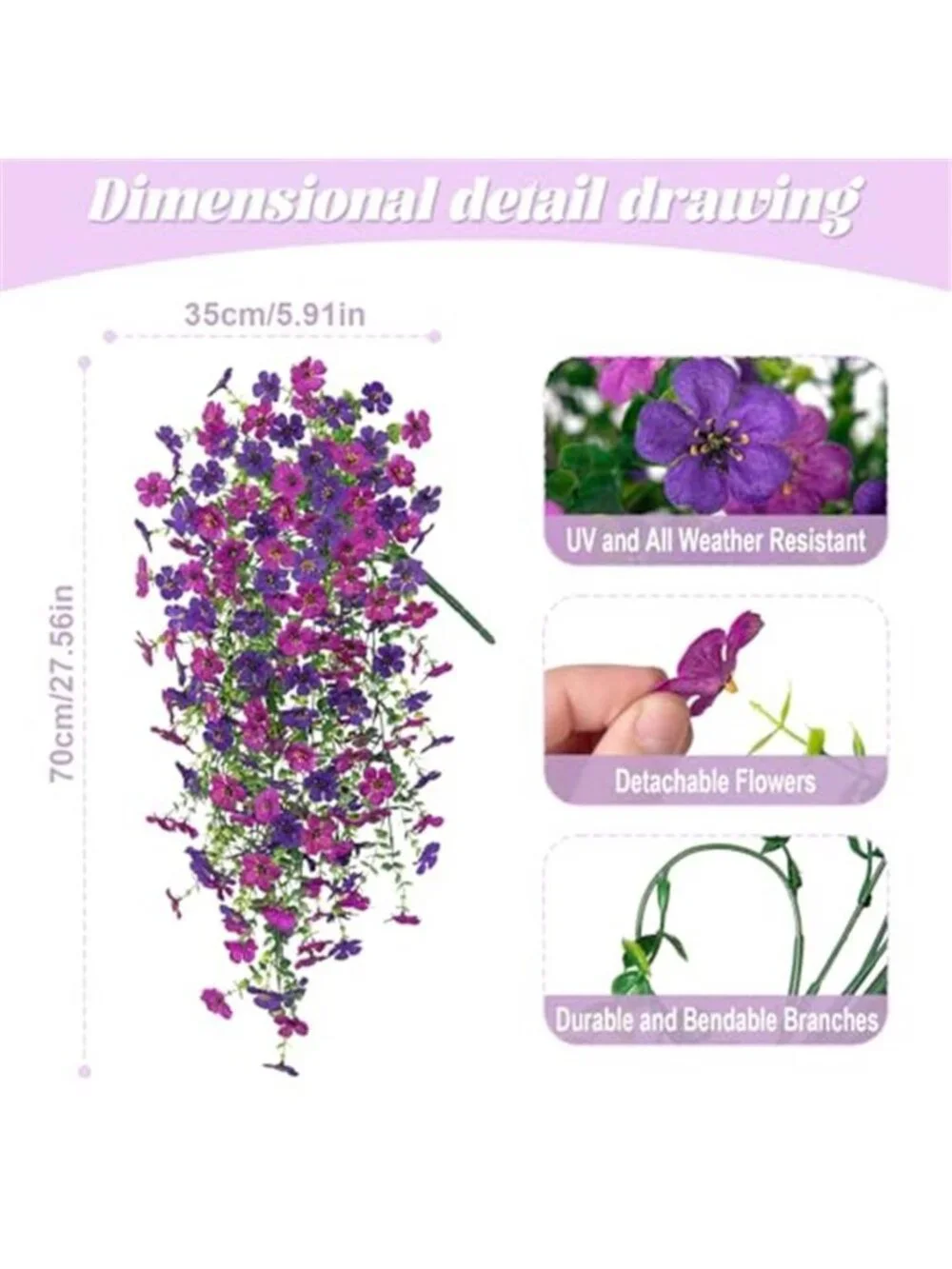 Artificial Hanging Orchid Flowers UV Resistant Faux Outdoor Indoor Decor 2 Pack